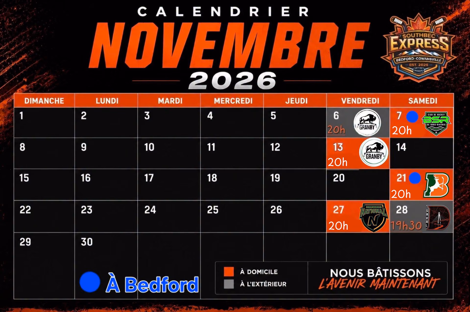 calendrier novembre 2026